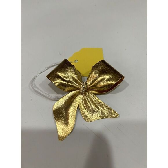 Vintage Tona Brooch Gold Tone Satin Bow Rhinestone Christmas Holiday Brooch. - Picture 5 of 7
